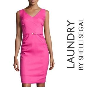 LAUNDRY BY SHELLI SEGAL NWT Belted Linen Blend Sheath Dress, Size 6